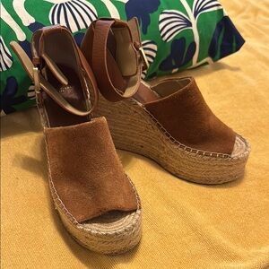 Marc Fisher Tan Suede Wedge Sandals